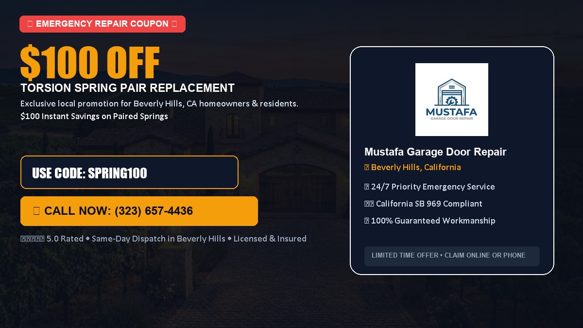 $100 OFF Heavy-Duty Torsion Spring Pair Replacement in Beverly Hills, CA