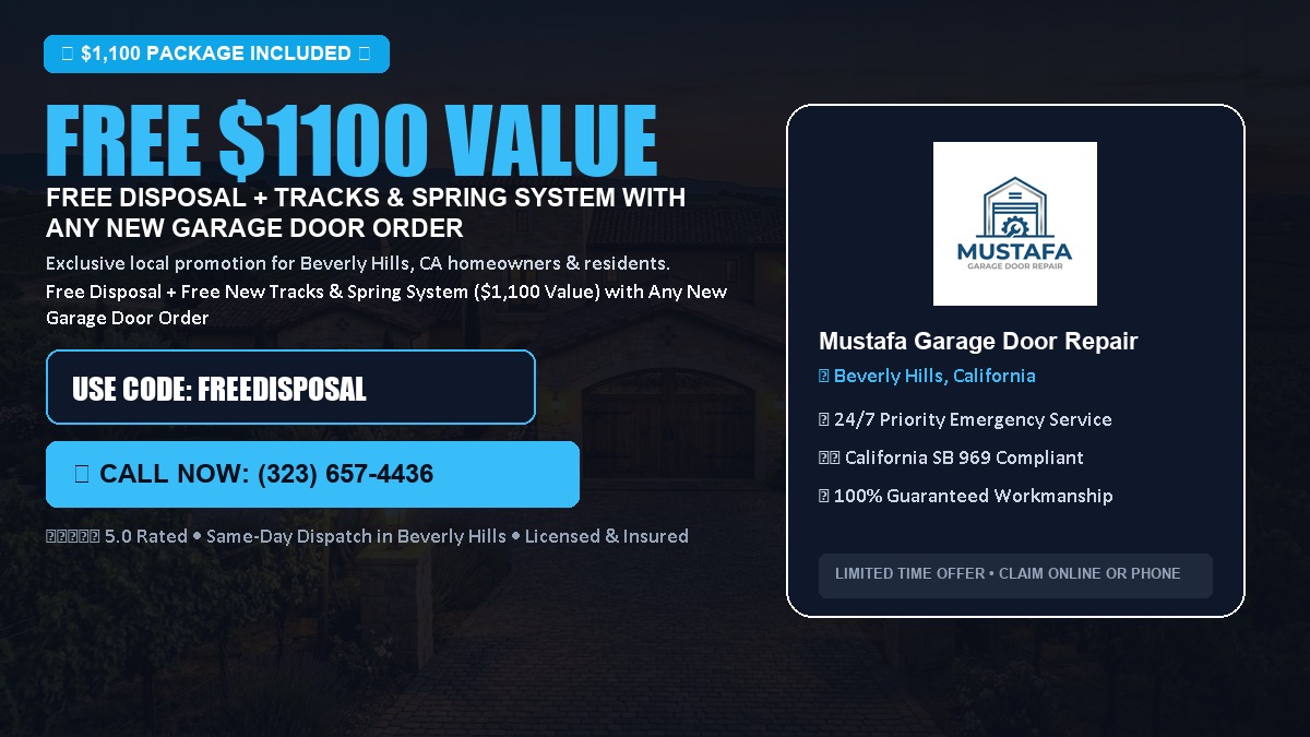 Free Disposal + Free New Tracks & Spring System with Any New Garage Door Order ($1100 Value) in Beverly Hills, CA